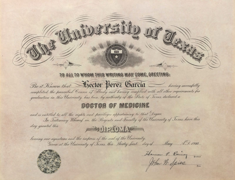 Dr. Garcia's medical diploma. 