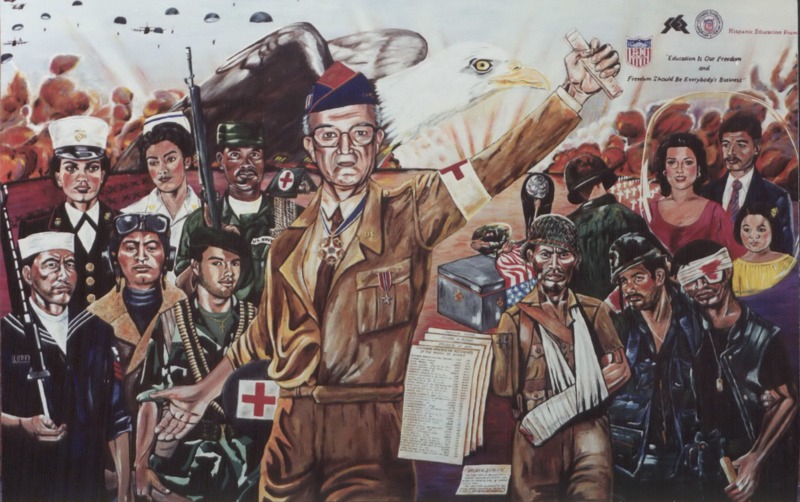 Image of Dr. Garcia mural entitled Broken Barriers.