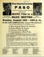 Flyer advertising a PASO meeting and describing the organization's objectives. 
