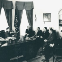 Photograph of John F. Kennedy meeting with West Indies Delegation in the Oval Office. 